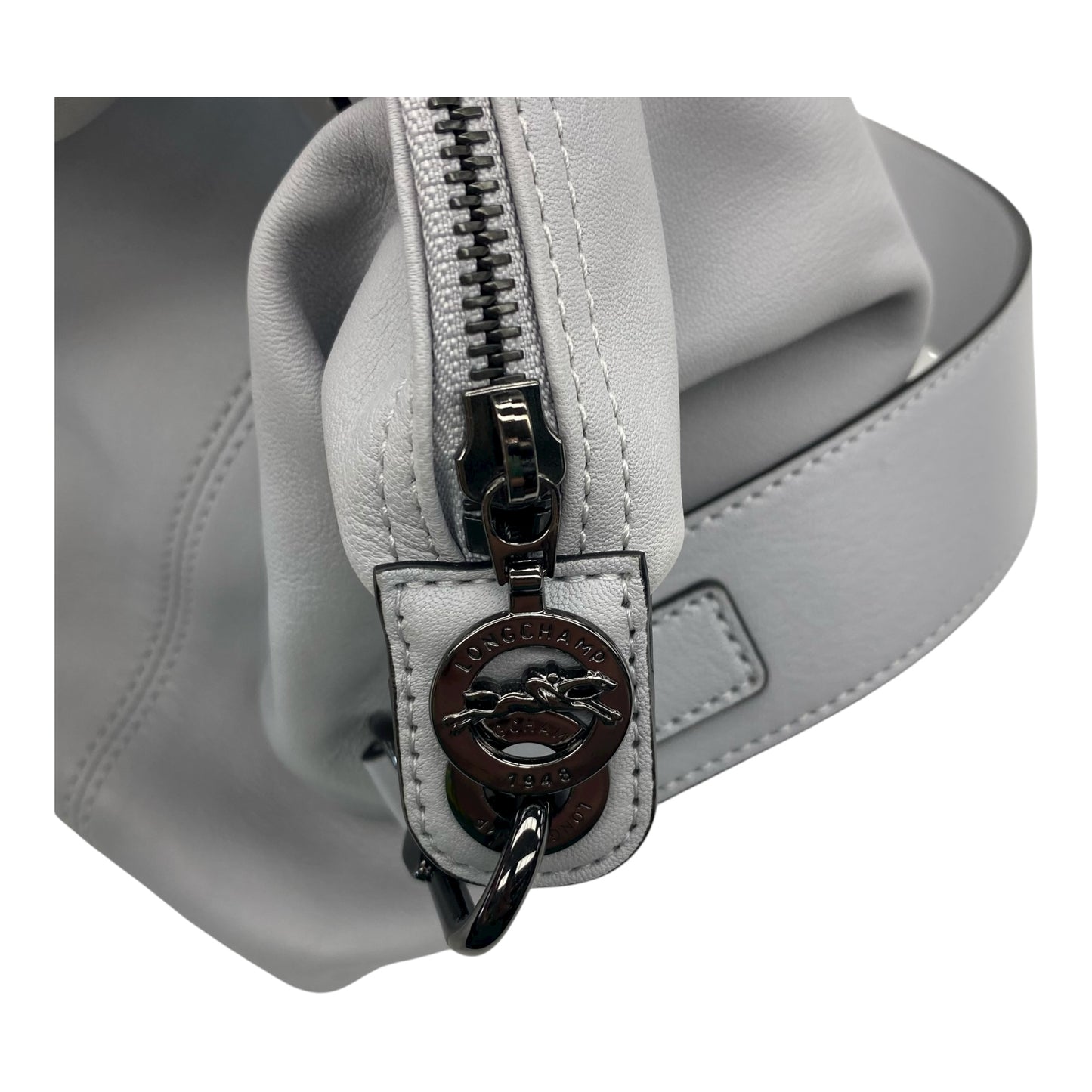 Handbag Designer By Longchamp In Grey, Size:Medium