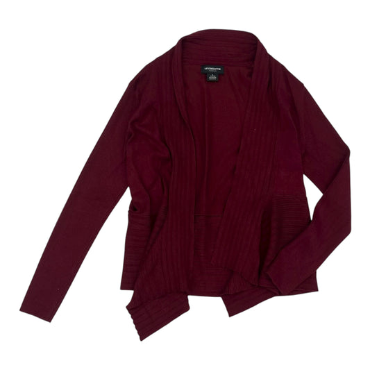 Sweater Cardigan By Liz Claiborne In Maroon, Size:L