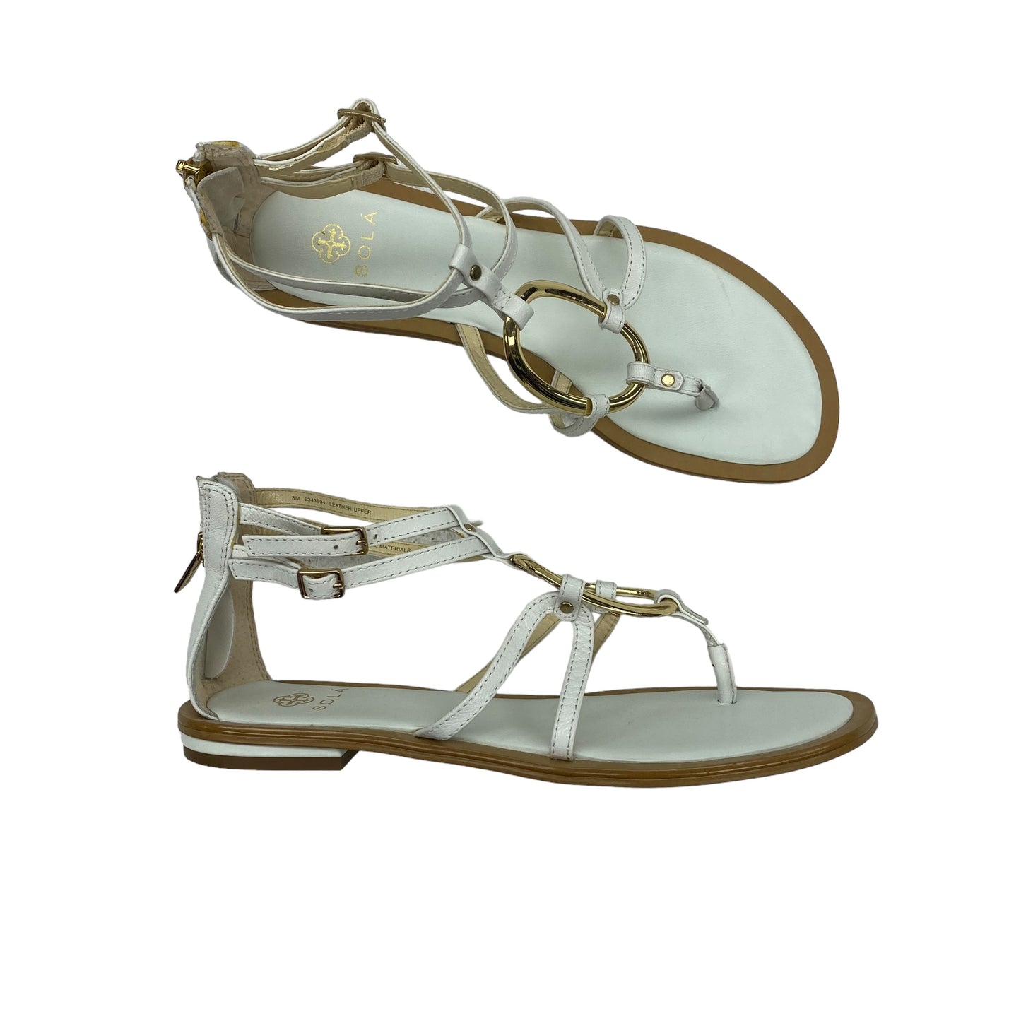 WHITE SANDALS FLATS by ISOLA Size:8