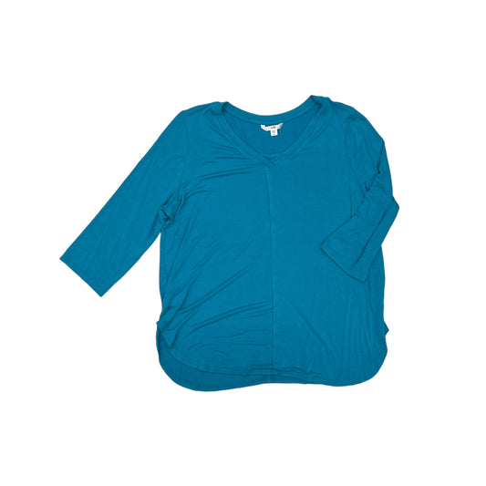 Top 3/4 Sleeve Basic By Cme In Blue, Size:L