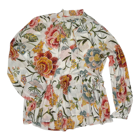 Blouse Ls By Loft In White, Size:Xsp