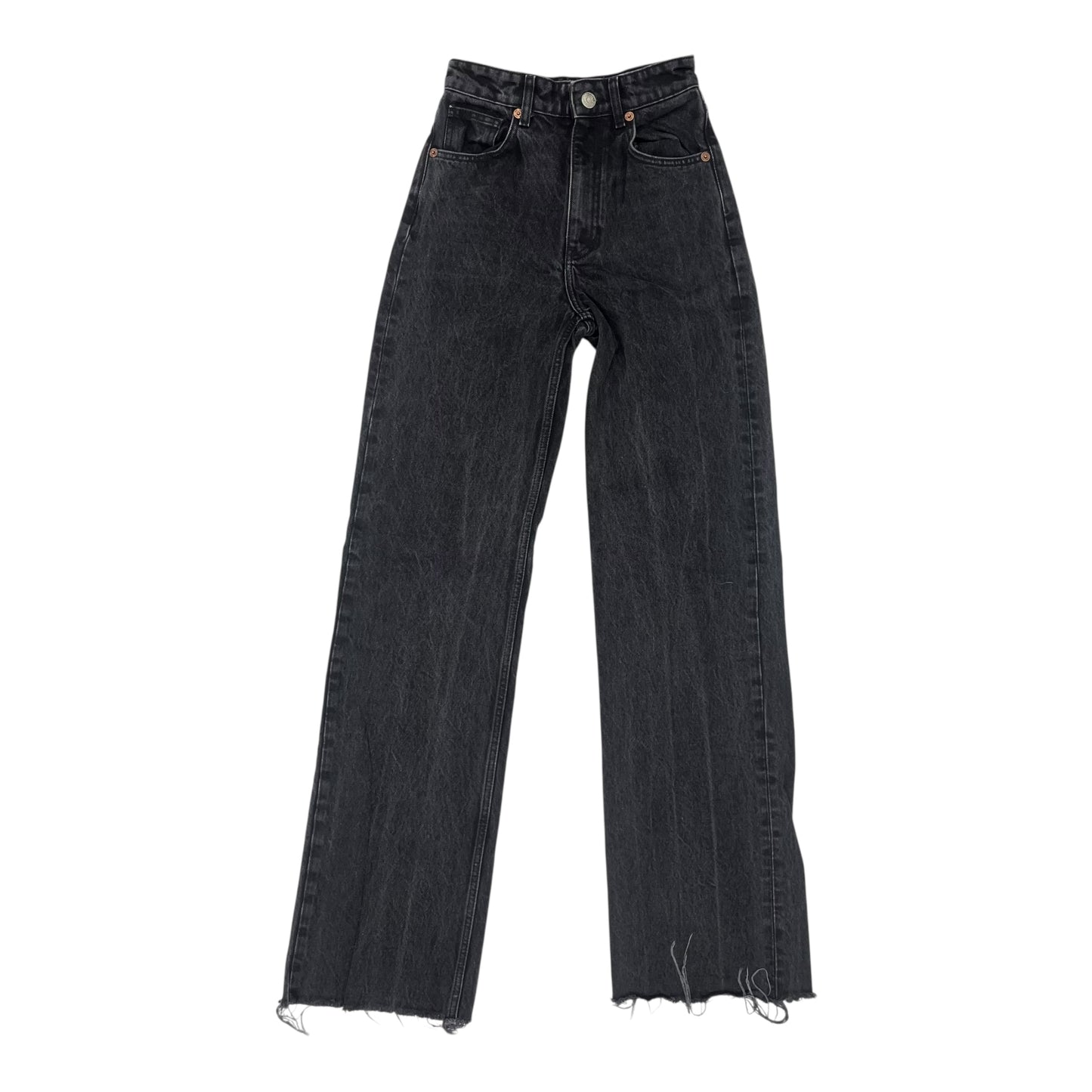 Jeans Straight By Zara In Black Denim, Size:2