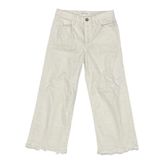 Jeans Wide Leg By Loft In White Denim, Size:6