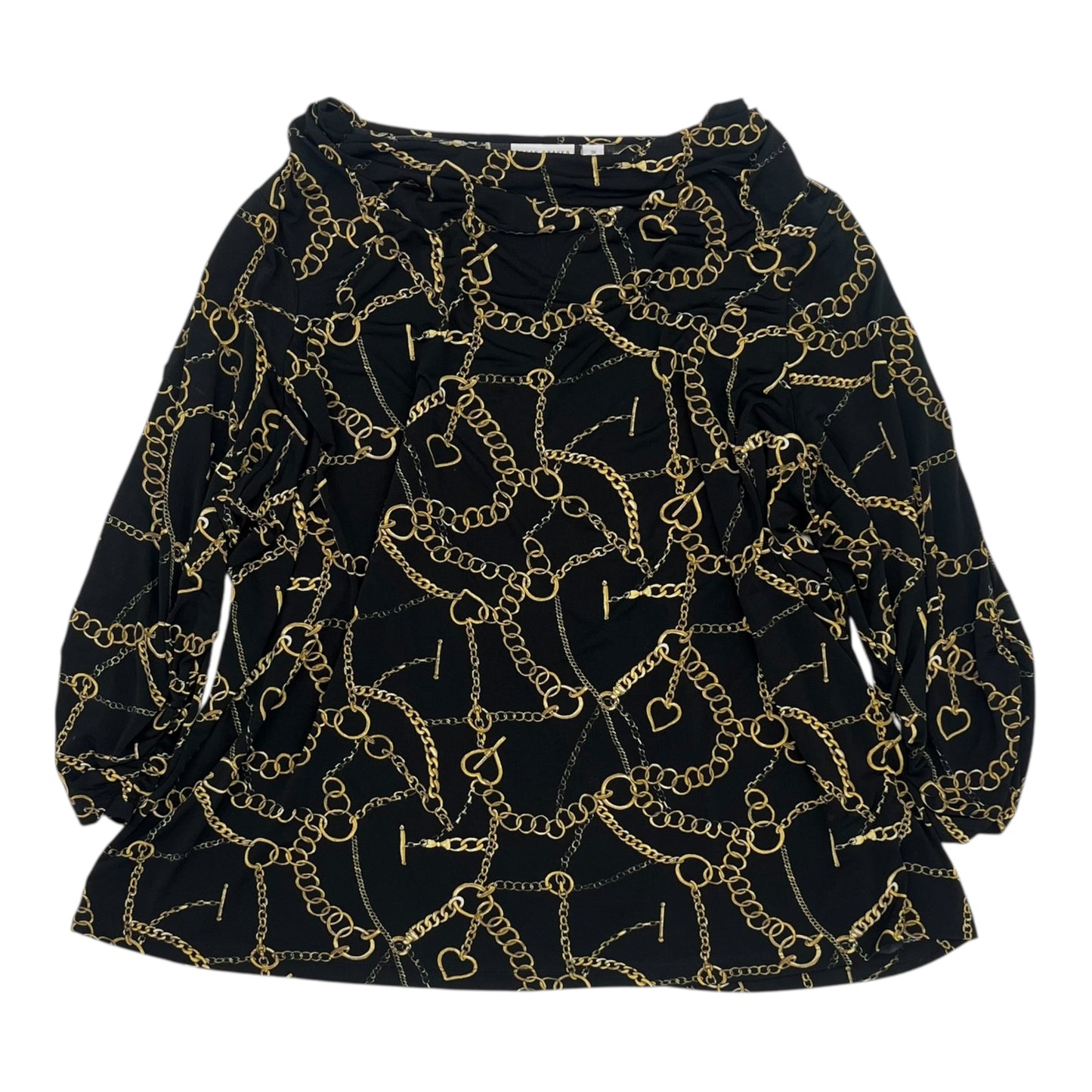 Blouse 3/4 Sleeve By Susan Graver In Black, Size:3X