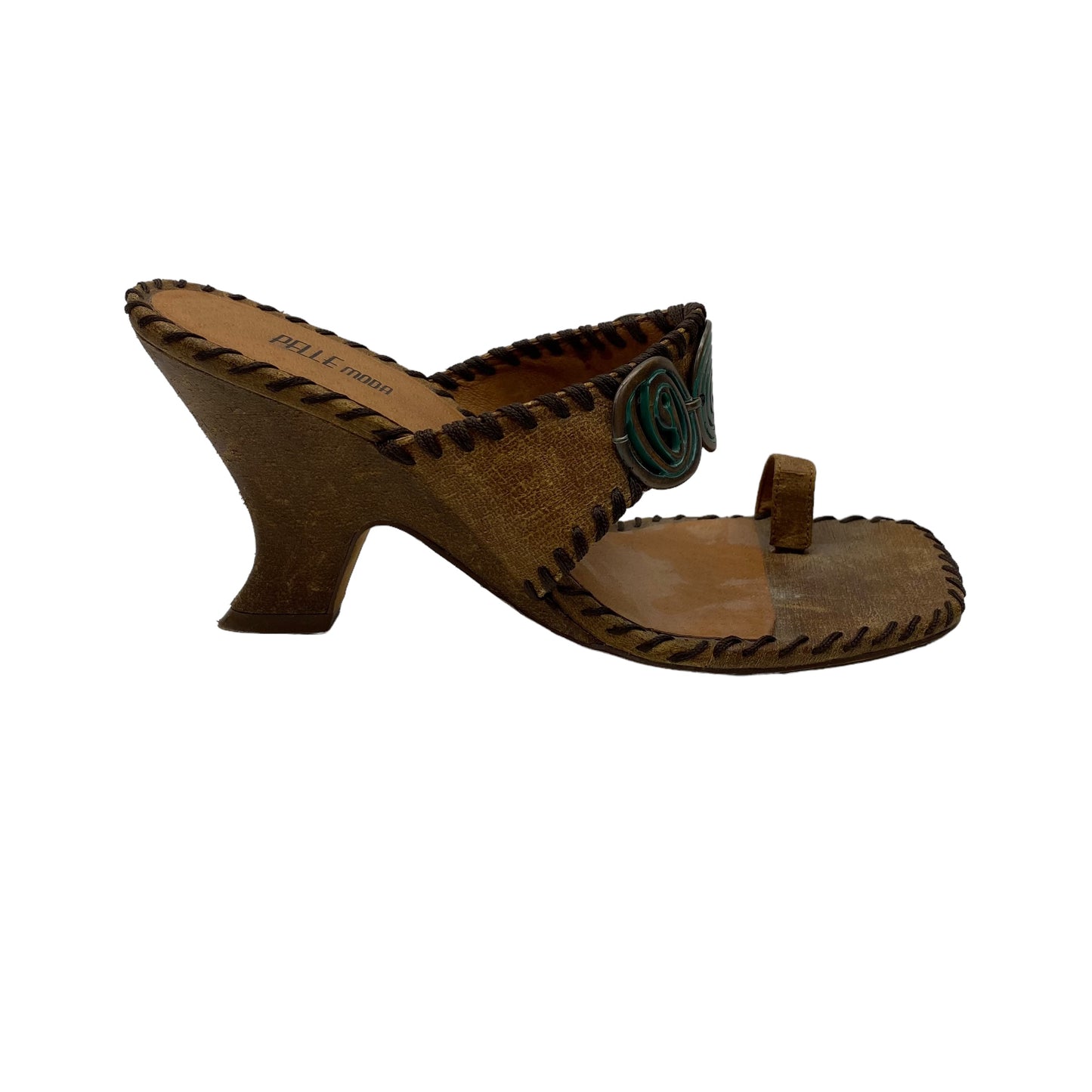 BROWN SANDALS HEELS BLOCK by CLOTHES MENTOR Size:7.5