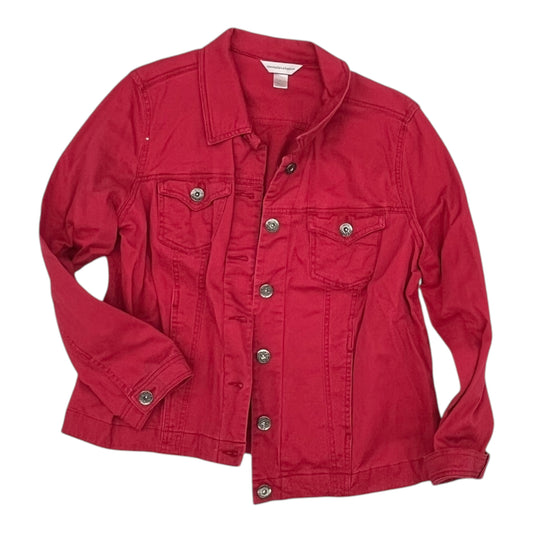 Jacket Denim By Christopher And Banks In Red Denim, Size:Xl