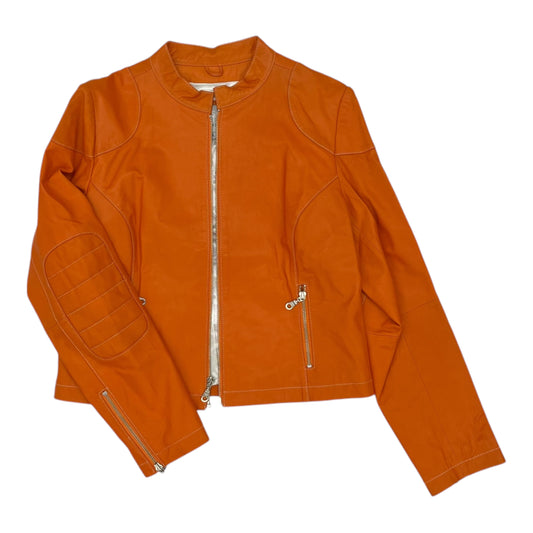 Jacket Leather By Wilsons Leather In Orange, Size:L