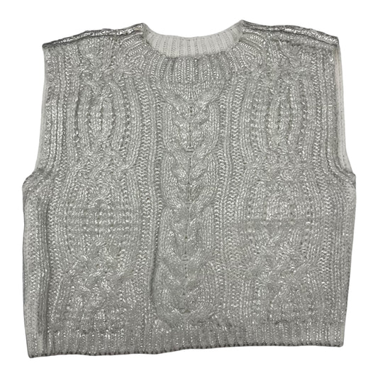 Vest Sweater By Dkny In Silver, Size:M