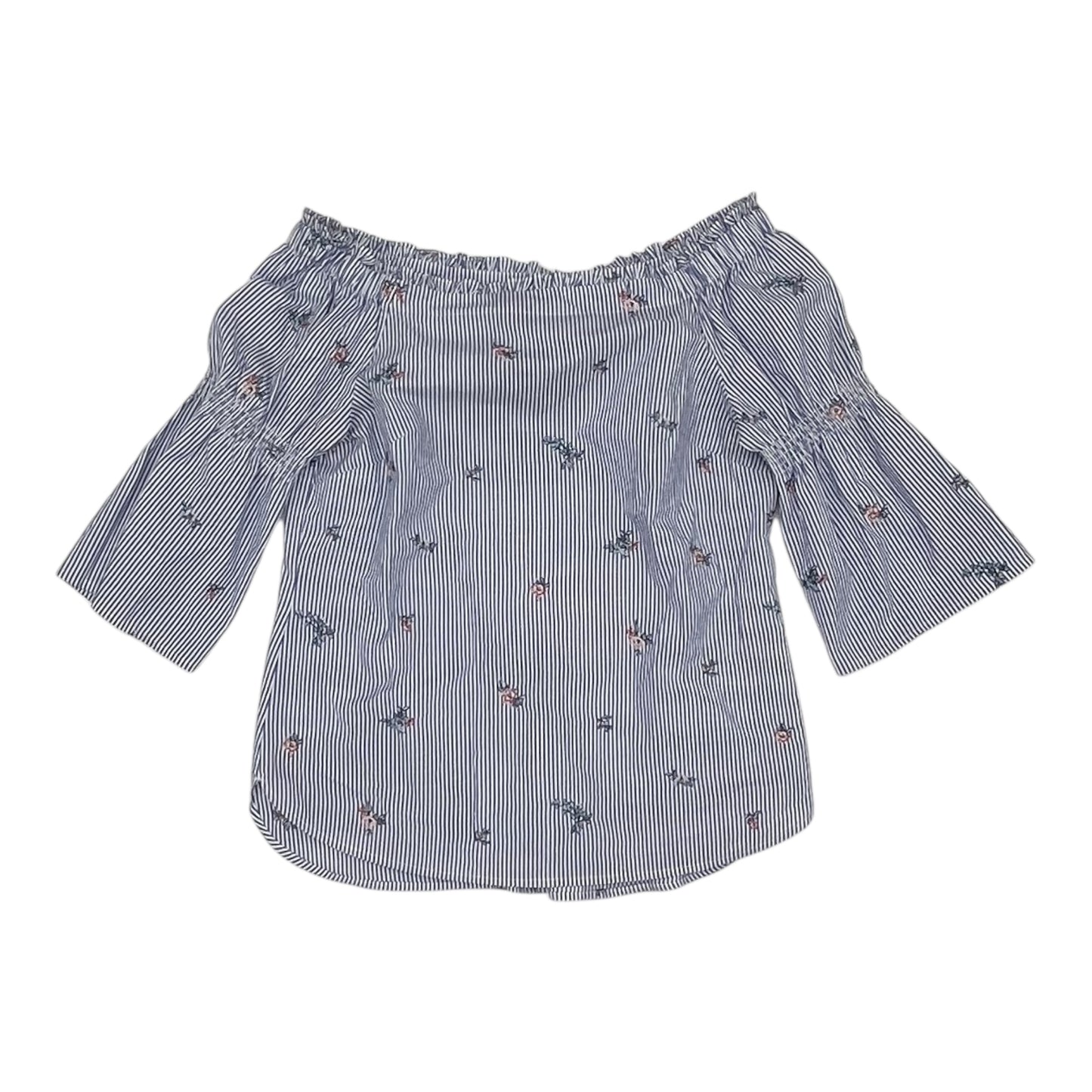 Top 3/4 Sleeve By White House Black Market In Blue & White, Size:S