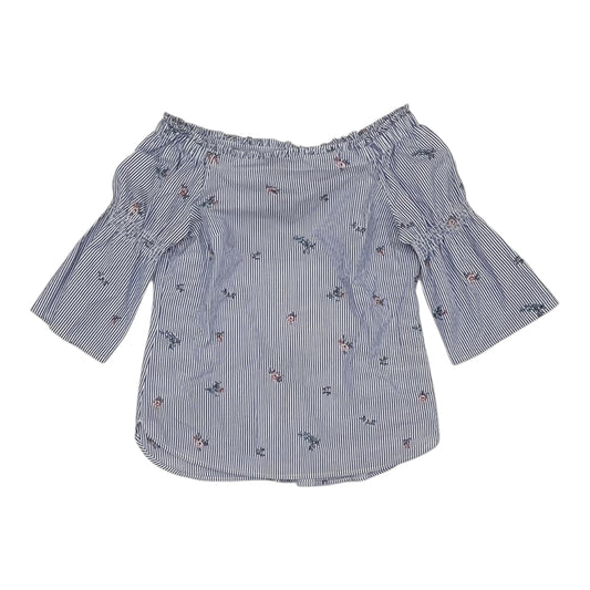 Top 3/4 Sleeve By White House Black Market In Blue & White, Size:S