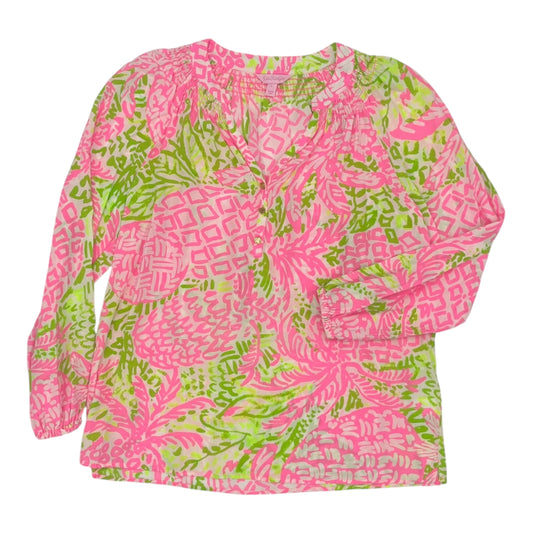Top Ls Designer By Lilly Pulitzer In Green & Pink, Size:L