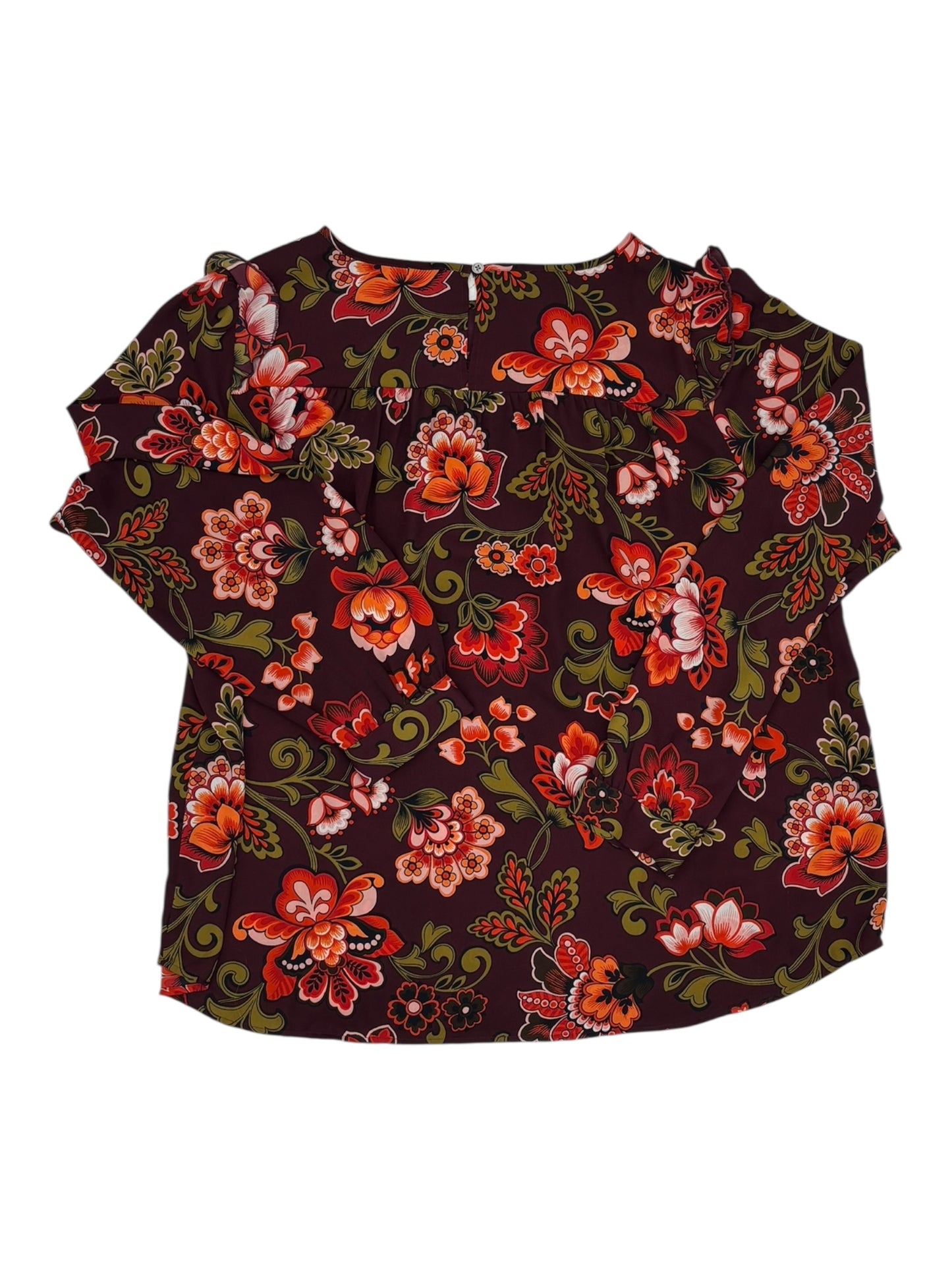 Blouse Ls By Loft In Maroon, Size:L