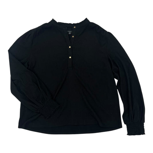 Blouse Ls By Ann Taylor In Black, Size:Xl