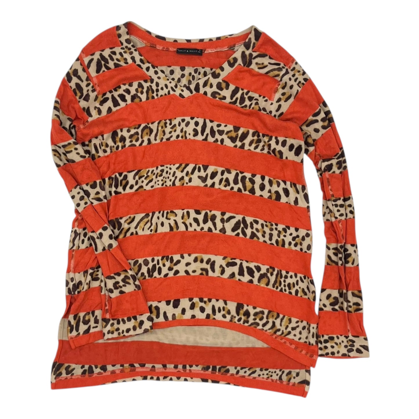 TOP LS by NALLY AND MILLIE In BROWN & ORANGE, Size: S