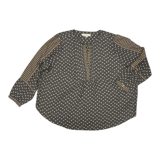 Blouse Ls By Loft In Grey, Size:3X