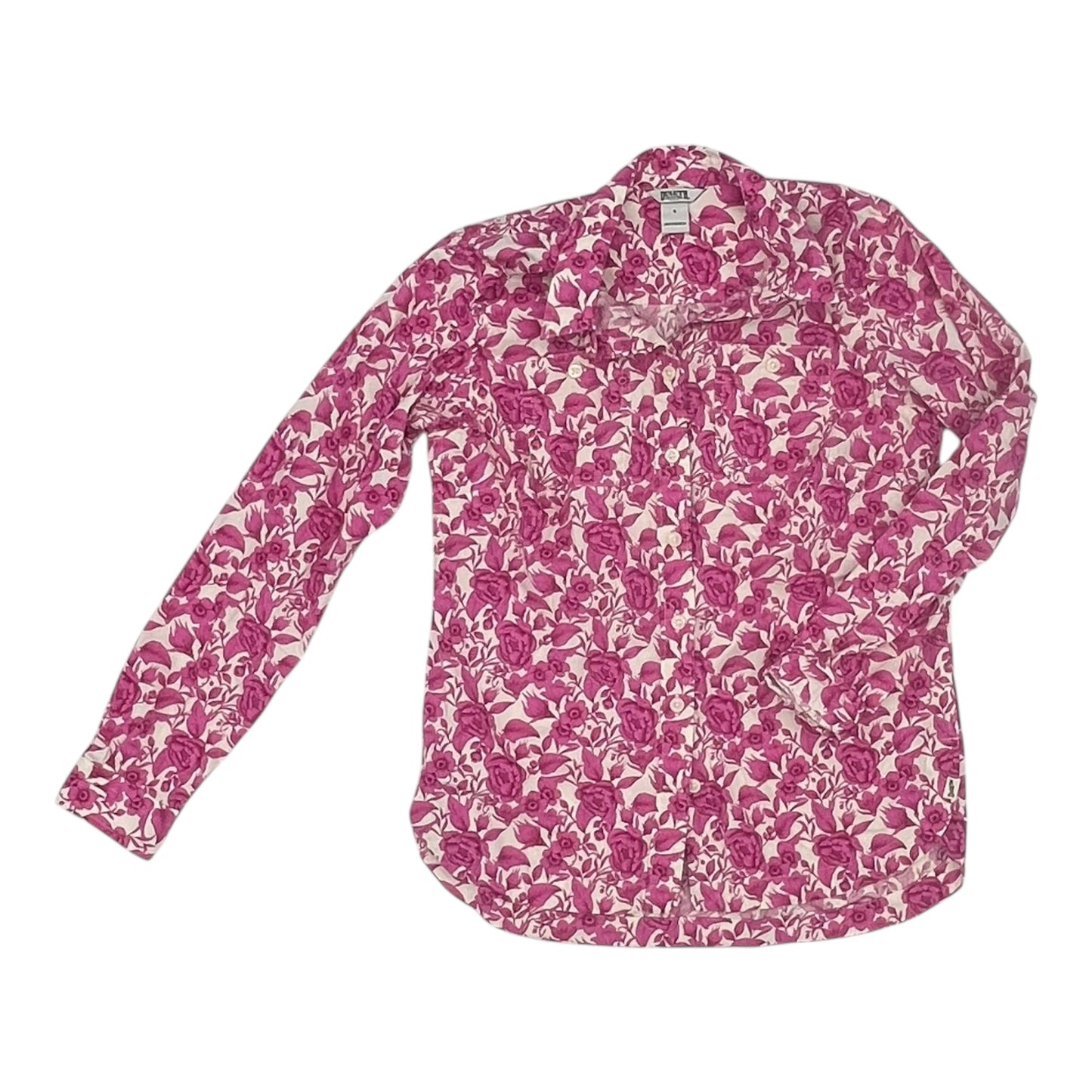 Blouse Ls By Duluth Trading In Pink & White, Size:S