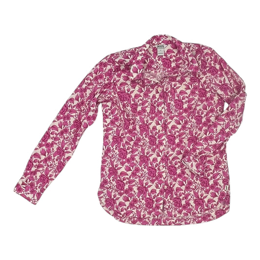 Blouse Ls By Duluth Trading In Pink & White, Size:S