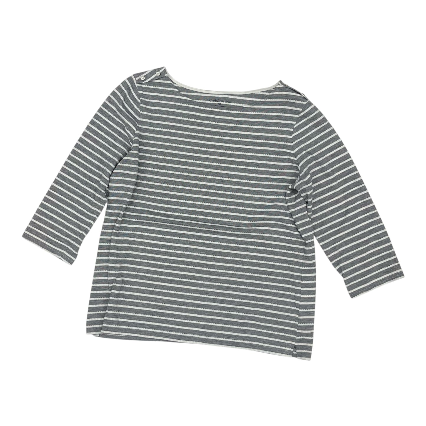 Top 3/4 Sleeve By Croft And Barrow In Blue & White, Size:Xl