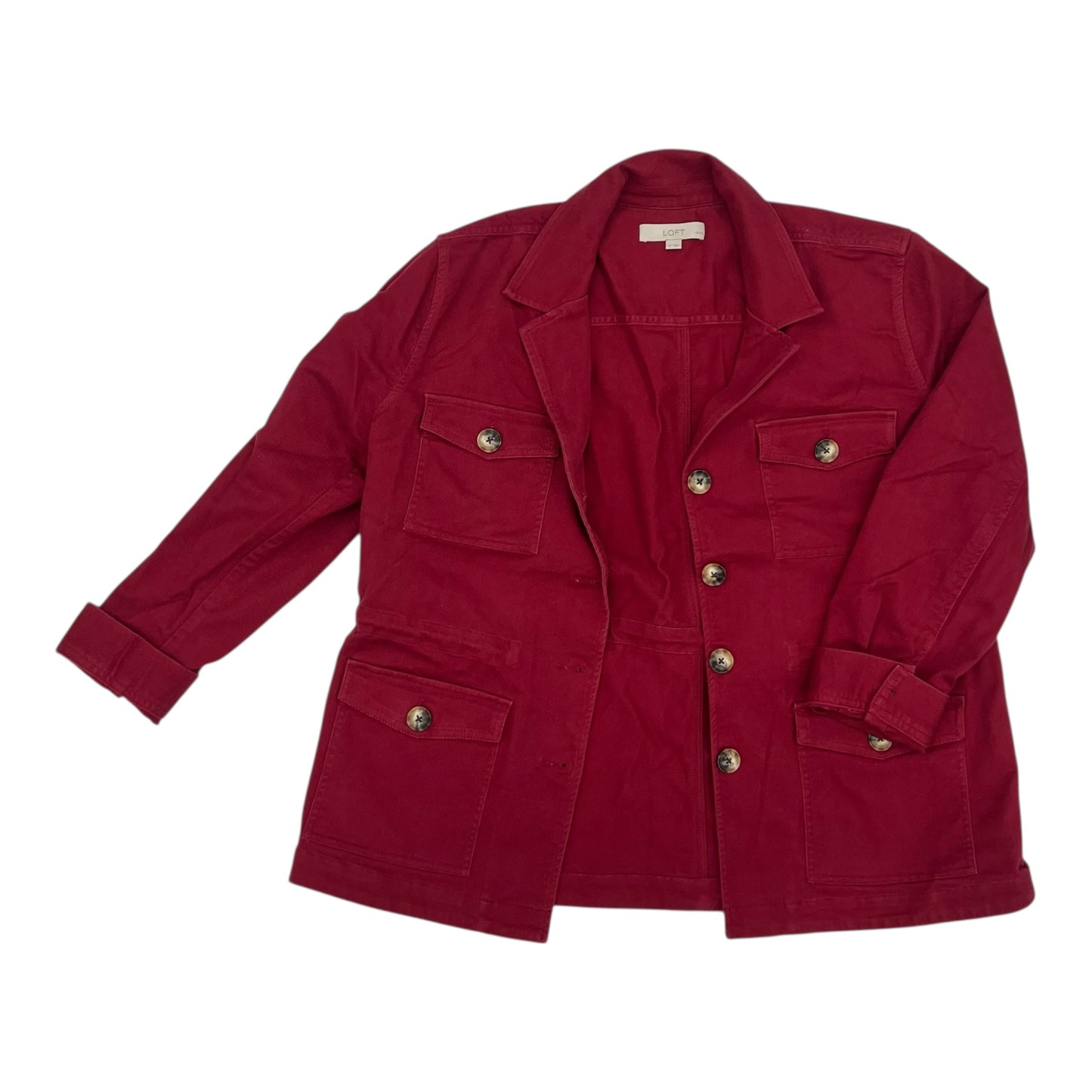 Jacket Denim By Loft In Red Denim, Size:22Womens