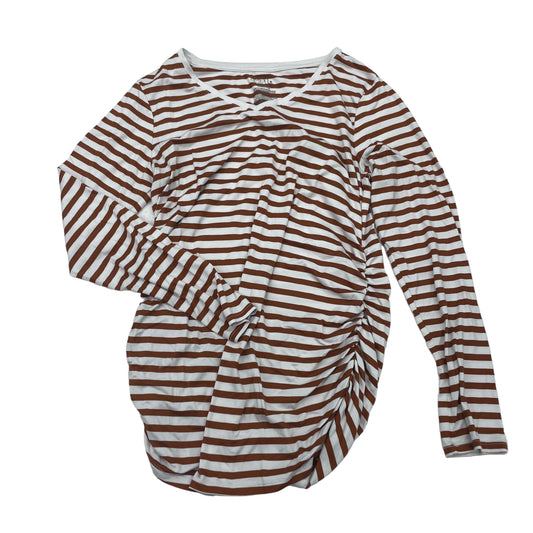 STRIPED PATTERN MAT TOP LS by TIME AND TRU Size:S