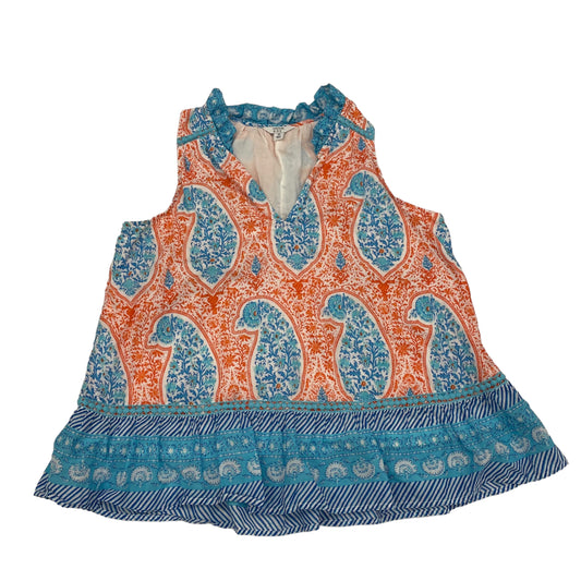 BLUE & ORANGE TOP SLEEVELESS by CROWN AND IVY Size:M