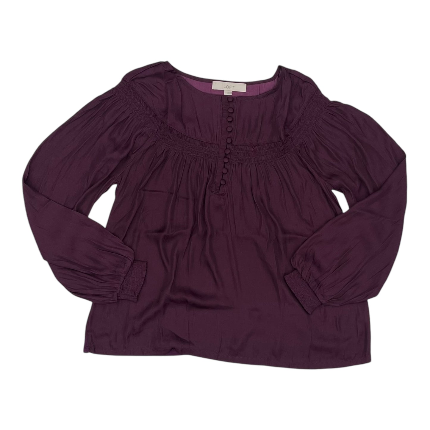 Blouse Ls By Loft In Purple, Size:S