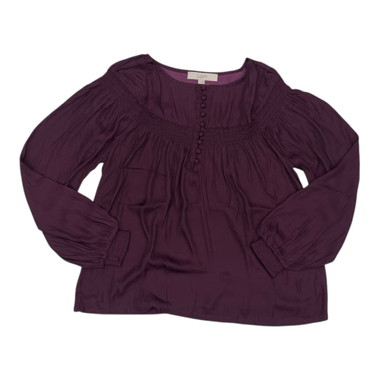 Blouse Ls By Loft In Purple, Size:S