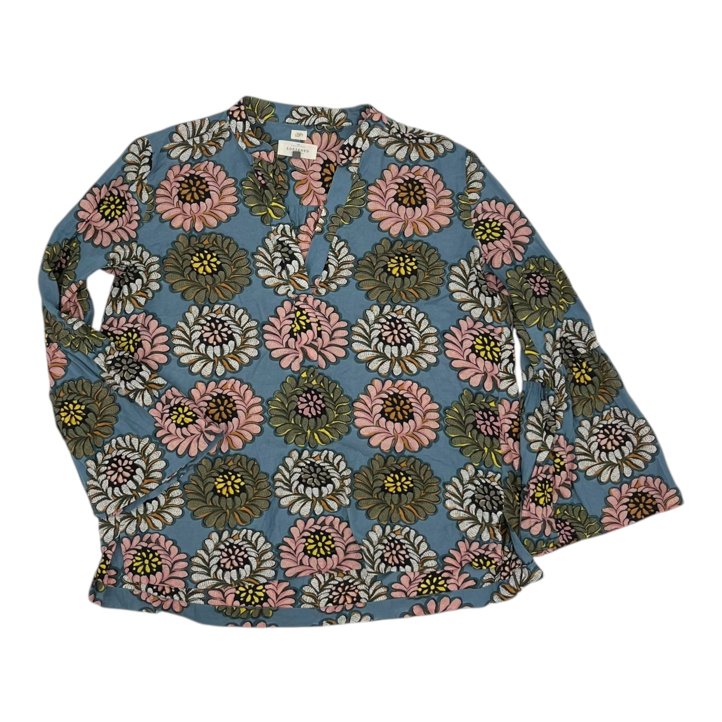 Blouse Ls By Loft In Blue, Size:Xs