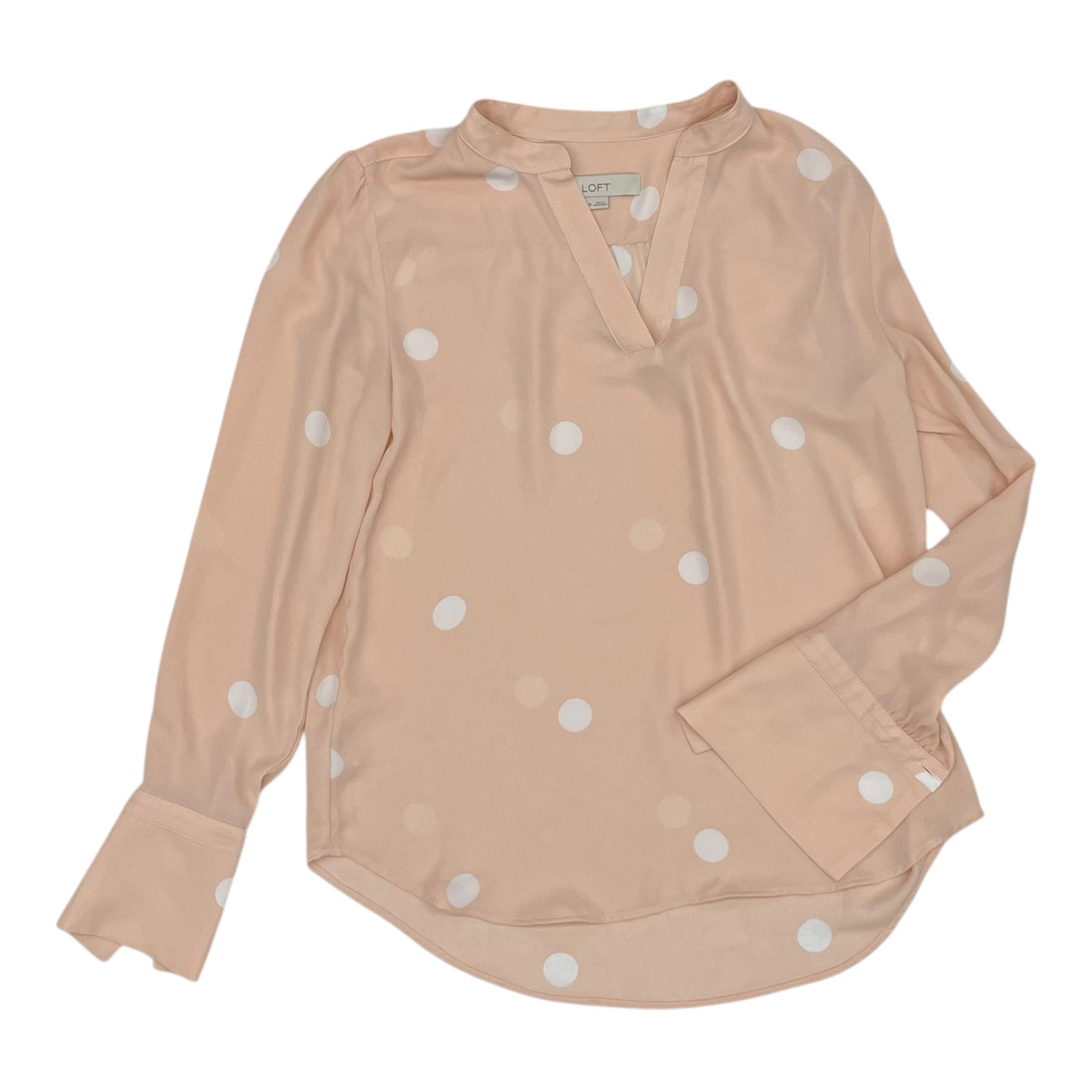 Blouse Ls By Loft In Pink, Size:Xs