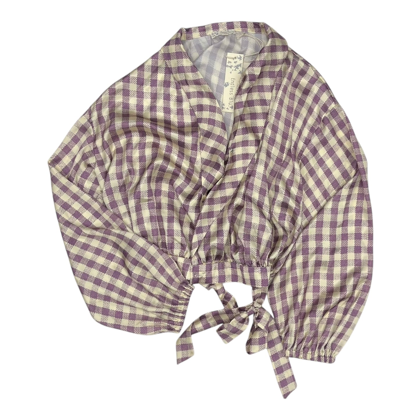 Blouse Ls By Cme In Cream & Purple, Size:M