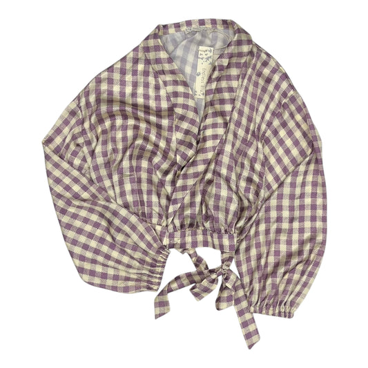 Blouse Ls By Cme In Cream & Purple, Size:M