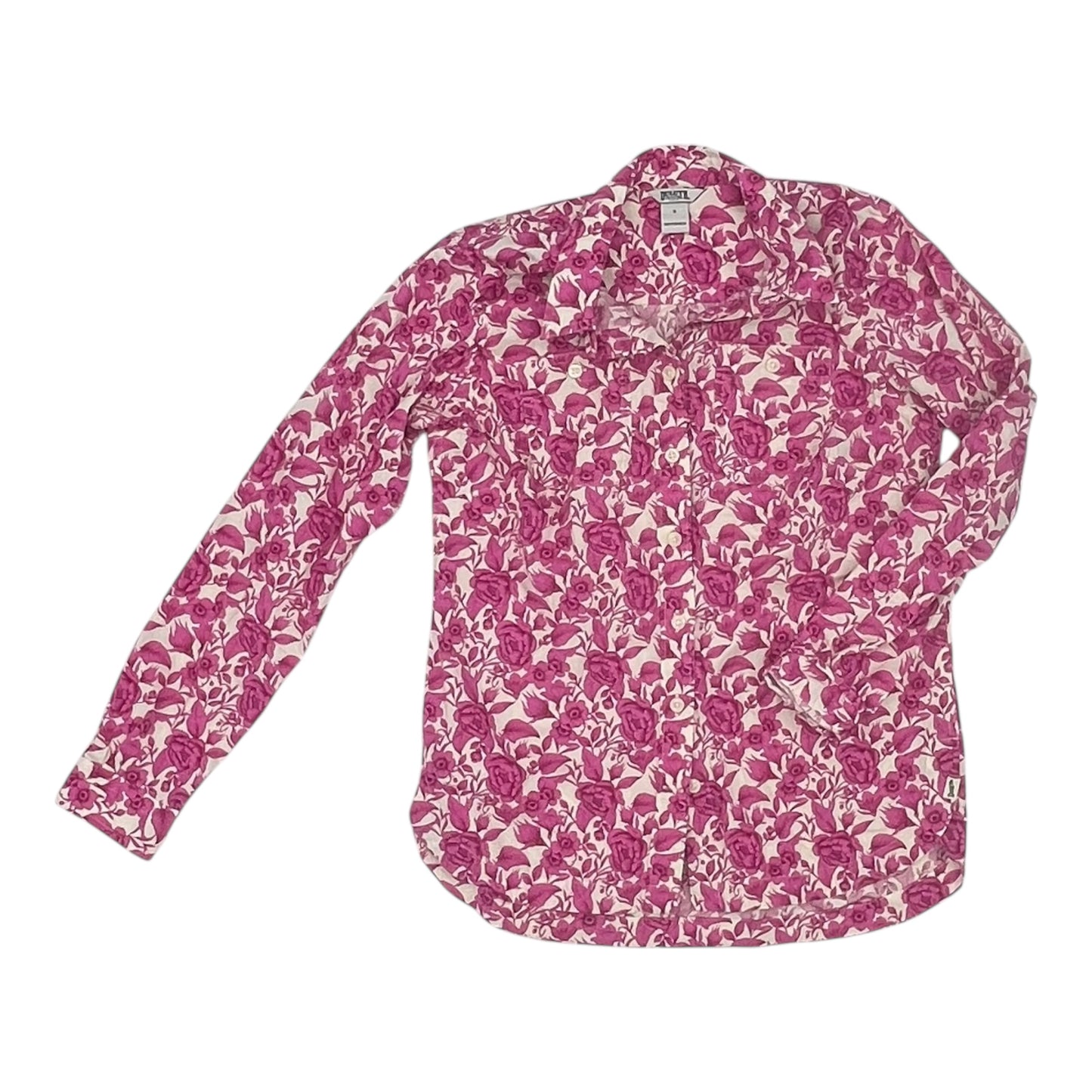 Blouse Ls By Duluth Trading In Pink & White, Size:S