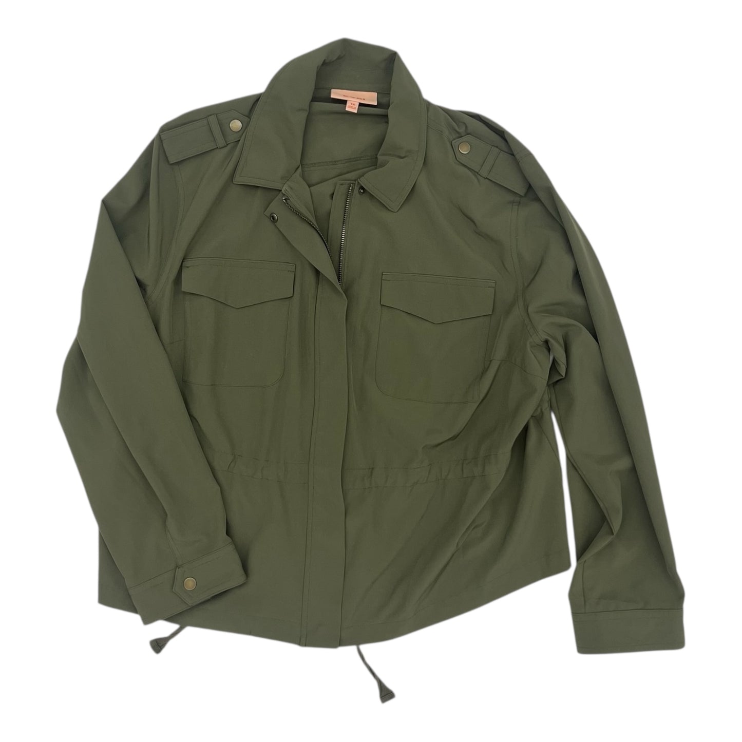 Jacket Moto By Clothes Mentor In Green, Size:1X