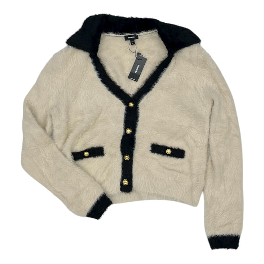 Sweater Cardigan By Express In Black & Cream, Size:M
