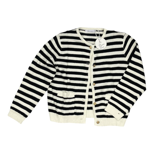 Sweater Cardigan By Anrabess In Blue & Cream, Size:M