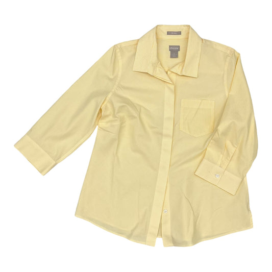 Top 3/4 Sleeve By Chicos In White & Yellow, Size:S