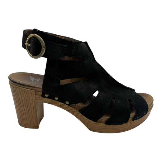 Sandals Heels Block By Dansko In Black & Brown, Size:9.5