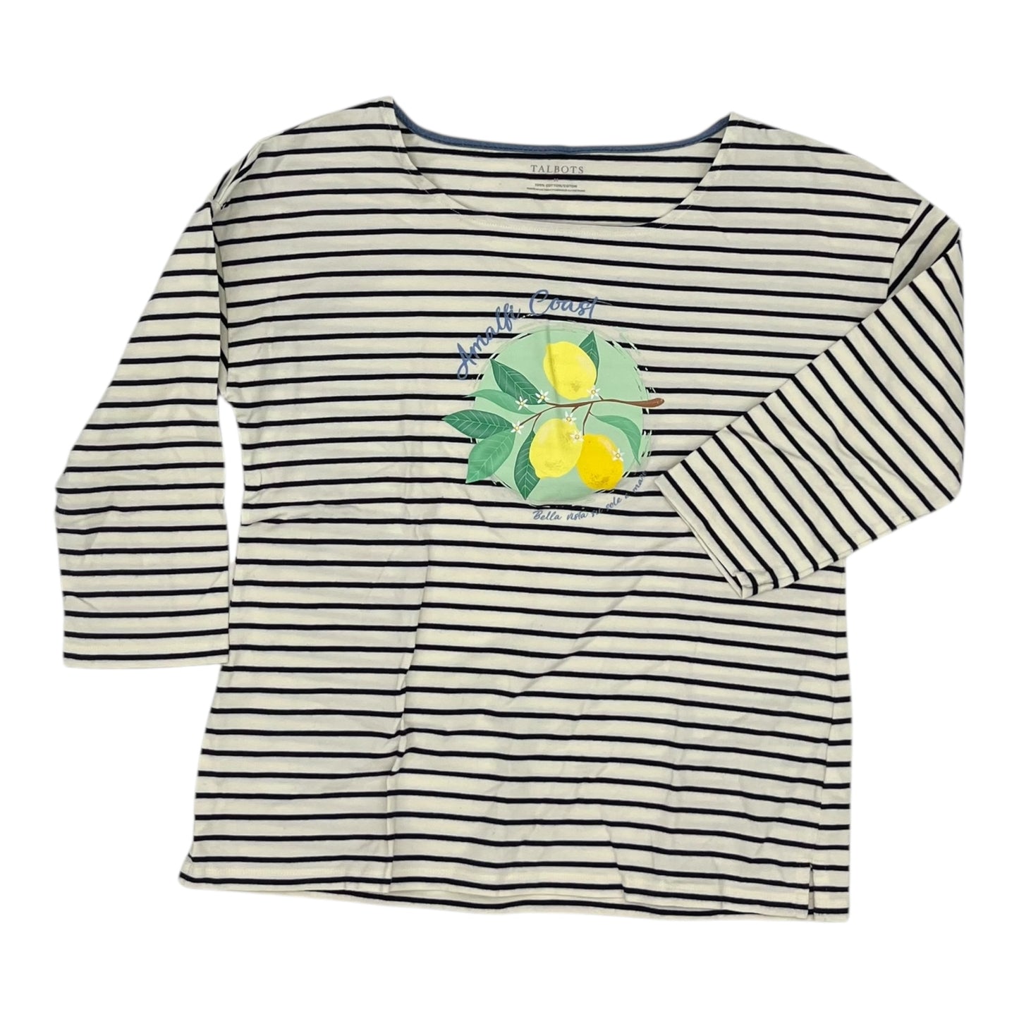 Top 3/4 Sleeve By Talbots In Black & Cream, Size:M