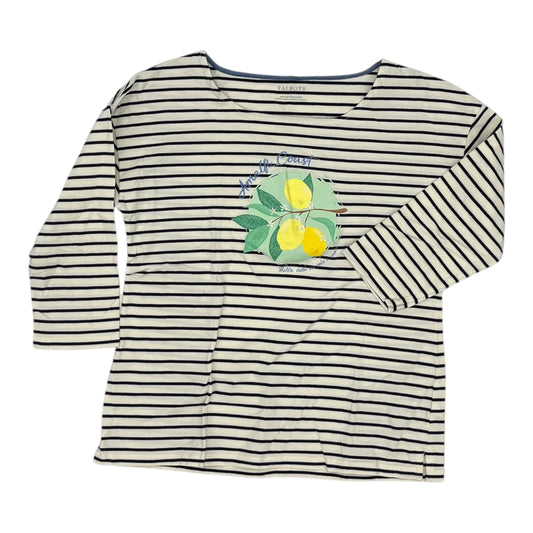 Top 3/4 Sleeve By Talbots In Black & Cream, Size:M