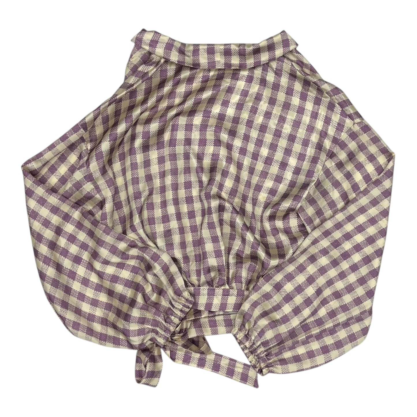 Blouse Ls By Cme In Cream & Purple, Size:M