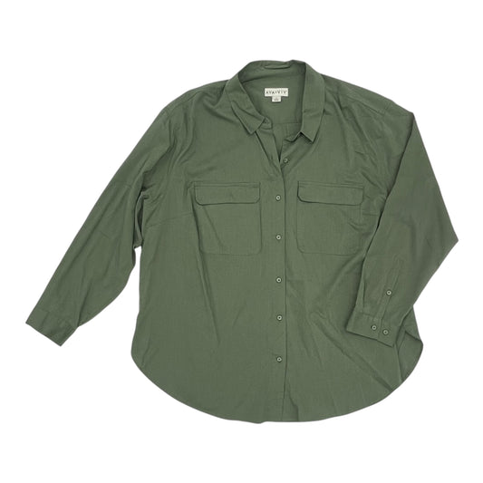 Blouse Ls By Ava & Viv In Green, Size:1X