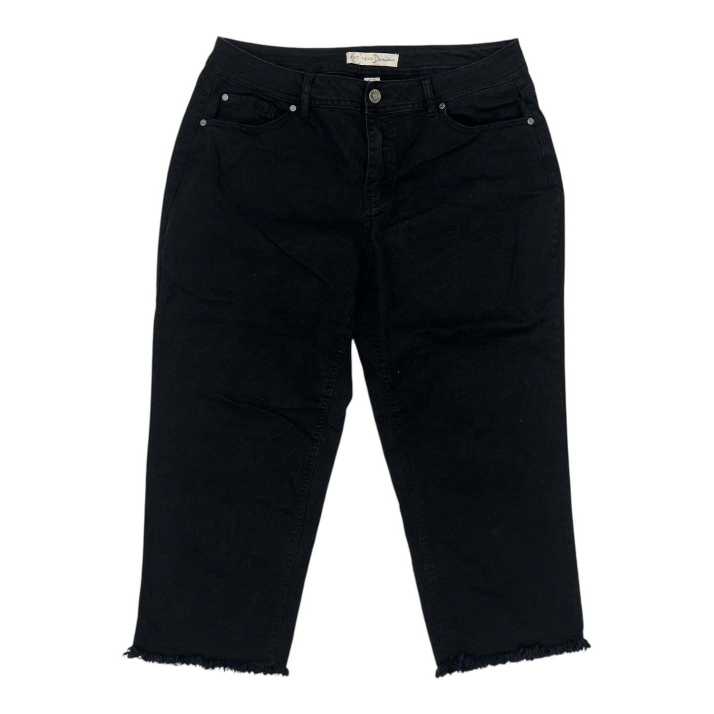 Jeans Cropped By Cato In Black Denim, Size:16