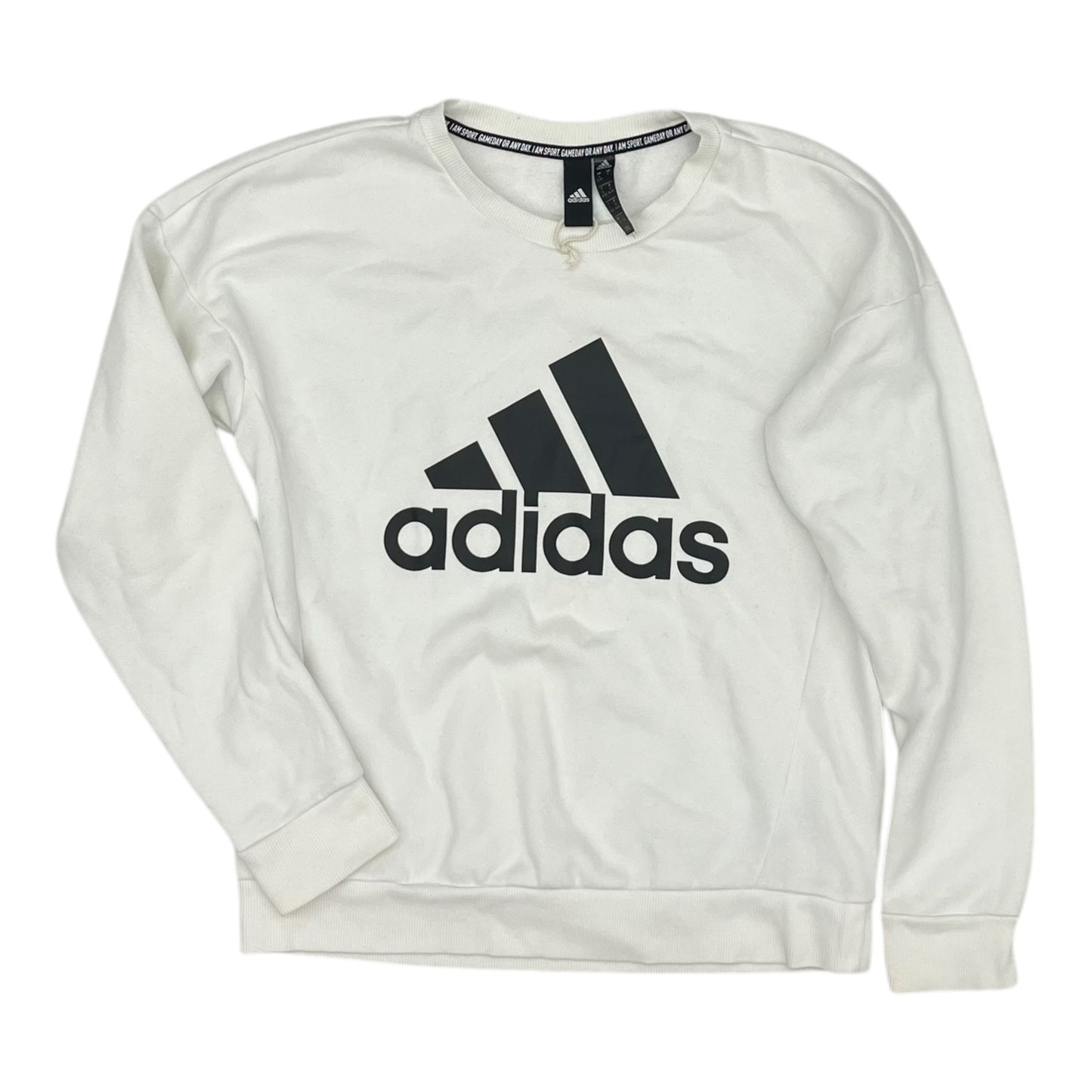 Athletic Sweatshirt Crewneck By Adidas In White, Size:S