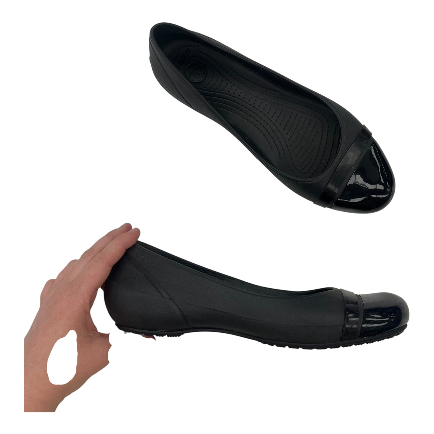 Shoes Flats By Crocs In Black, Size:9