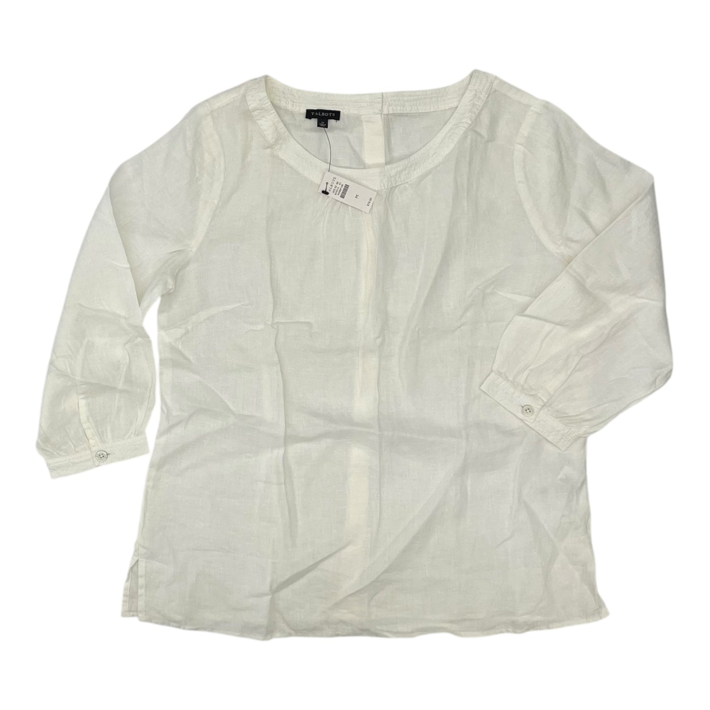 Blouse 3/4 Sleeve By Talbots In Cream, Size:M