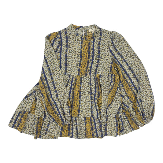 Blouse Ls By Clothes Mentor In Blue & Yellow, Size:M