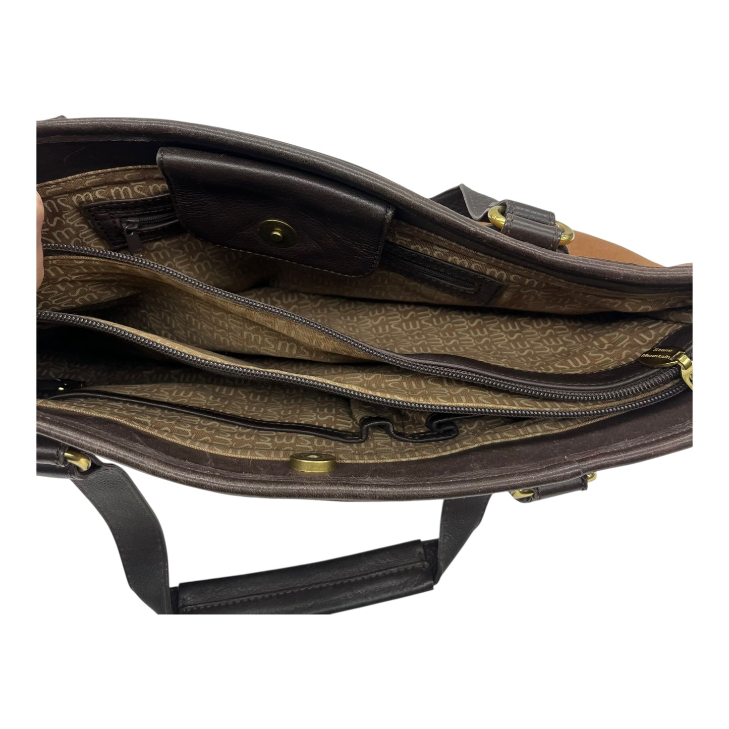 Handbag Leather By Stone Mountain In Brown, Size:Medium