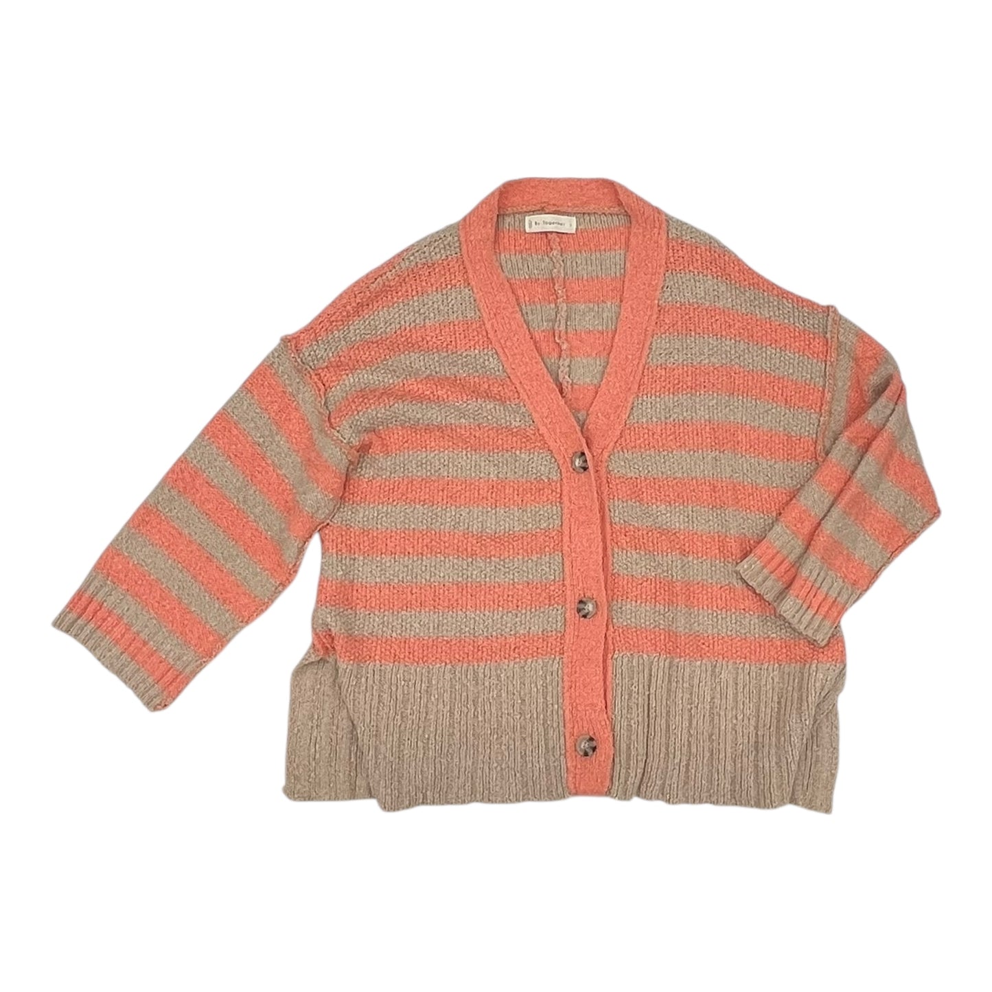 Sweater Cardigan By By Together In Orange & Tan, Size:S