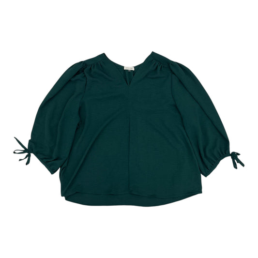 Blouse 3/4 Sleeve By Clothes Mentor In Green, Size:2X