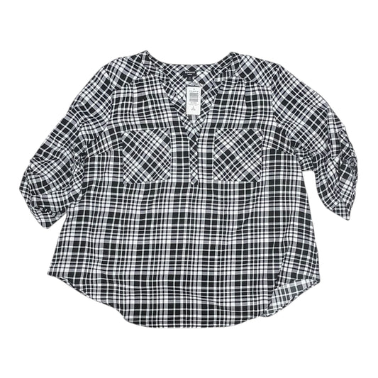 Blouse 3/4 Sleeve By Torrid In Black & White, Size:3X